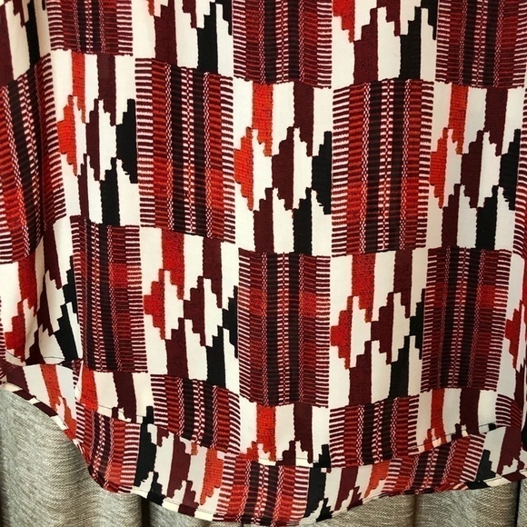 Michael Michael Kors Red & Cream Southwestern Print Sheer Short Sleeve Top Small - Picture 6 of 13